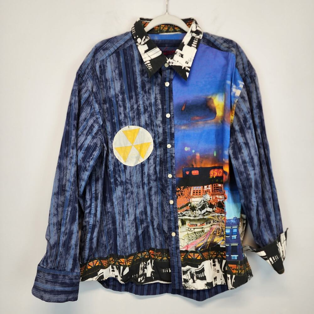 Robert Graham Mens High School Graffiti Shirt 3XL Art Allover Print Vintage Y2K